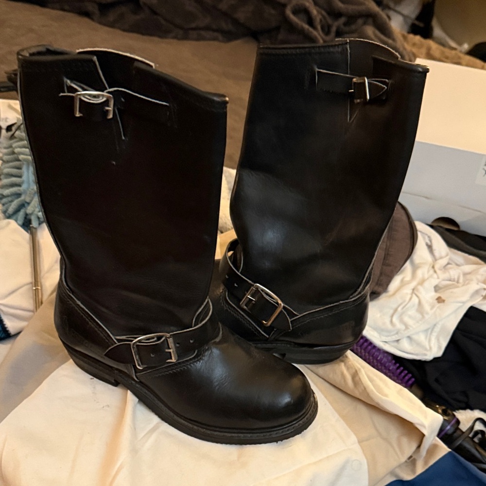 Black Leather Combat Boots steel toe